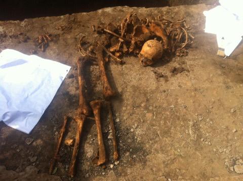 При рытье траншеи найден скелет человека